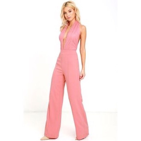 pink halter jumpsuit